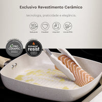 Jogo de Panelas com Indução Antiaderente Ceramic Life Smart Plus 7 Peças - areia