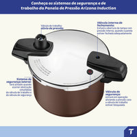 Panela de Pressão Arizona Induction em Alumínio com Revestimento Interno e Externo em Antiaderente Starflon Max Mocaccino 20 cm 4,5 L