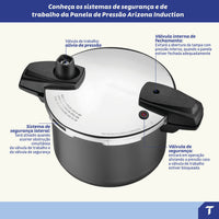 Panela de Pressão Arizona Induction em Alumínio com Revestimento Interno e Externo em Antiaderente Starflon Max Titânio 20 cm 4,5 L
