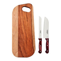 Kit para Frios Polywood com Lâminas de Aço Inox e Cabos de Madeira Tratada Polywood Vermelho 3 Peças