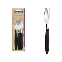 Conjunto de Garfos de Mesa Ipanema com Lâminas em Aço Inox e Cabos de Polipropileno Preto 3 Peças