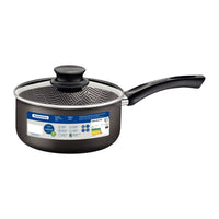 Panela Paris em Alumínio com Revestimento Interno e Externo em Antiaderente Starflon Max Chumbo com Tampa de Vidro 20 cm 2,9 L
