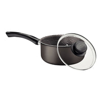 Panela Paris em Alumínio com Revestimento Interno e Externo em Antiaderente Starflon Max Chumbo com Tampa de Vidro 20 cm 2,9 L
