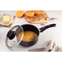 Panela Paris em Alumínio com Revestimento Interno e Externo em Antiaderente Starflon Max Chumbo com Tampa de Vidro 20 cm 2,9 L