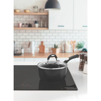 Panela Mônaco Induction em Alumínio com Revestimento Interno e Externo Antiaderente Starflon Premium Preto com Tampa de Vidro 18 cm 2 L