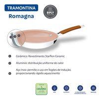 Panela Romagna em Aço Inox e Alumínio com Revestimento Interno Cerâmico Marfim 18 cm 2,25 L
