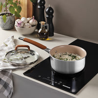 Panela Romagna em Aço Inox e Alumínio com Revestimento Interno Cerâmico Marfim 18 cm 2,25 L