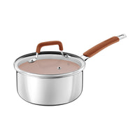 Panela Romagna em Aço Inox e Alumínio com Revestimento Interno Cerâmico Marfim 18 cm 2,25 L