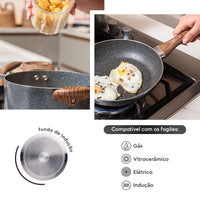 Jogo de Panelas com Indução Antiaderente Ceramic Life Smart Plus 7 Peças Granito