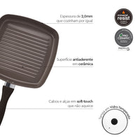 Jogo de Panelas Antiaderente Ceramic Life 7 Peças Easy Preto