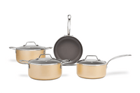 Jogo de Panelas Antiaderente Ceramic Life 4 Peças Coast com Indução Champanhe