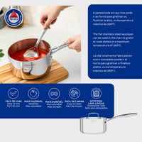 Panela Grano em Aço Inox Corpo Triplo com Tampa e Cabo 16 cm 1,7 L
