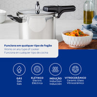 Panela de Pressão Brava em Aço Inox com Fundo Triplo 20 cm 4,5 L