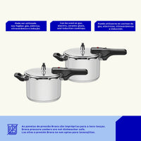Panela de Pressão Brava em Aço Inox com Fundo Triplo 20 cm 4,5 L