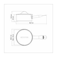 Panela Professional em Aço Inox Fundo Triplo com Tampa Plana Detalhe Satinado 20 cm 2,9 L