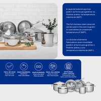 Jogo de Panelas Solar em Aço Inox com Fundo Triplo e Tampas de Inox 6 Peças