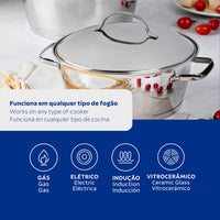 Jogo de Panelas Allegra em Aço Inox com Fundo Triplo 7 Peças