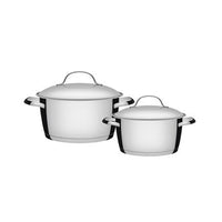 Jogo de Panelas Allegra em Aço Inox com Fundo Triplo e Tampas de Inox 2 Peças