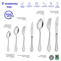 Faqueiro Italy em Aço Inox com Facas de Mesa 6mm Acabamento Alto Brilho e Estojo de Madeira 76 Peças