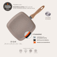 Jogo de Panelas com Indução Antiaderente Ceramic Life Smart Plus 7 Peças - areia