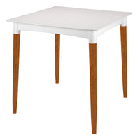 Mesa Summa Laura Rattan em Polipropileno Branco com Pernas de Madeira Eucalipto