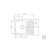 Cuba de Sobrepor Alpha 34 R em Aço Inox com Acabamento Natural 62 x 50 cm com Escorredor e Válvula