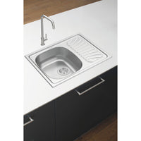 Cuba de Sobrepor Alpha 34 R em Aço Inox com Acabamento Natural 62 x 50 cm com Escorredor e Válvula