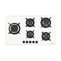 Cooktop a Gás Penta Side Plus em Vidro Temperado Branco com Trempes em Aço Carbono e Acendimento superautomático e 5 Queimadores