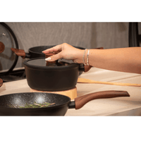 Jogo de Panelas Antiaderente Ceramic Life 6 Peças Sirius com Indução Preto