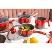 Jogo de Panelas Antiaderente Ceramic Life 7 Peças Easy Vermelho