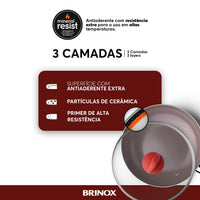 Jogo de Panelas Antiaderente Ceramic Life 7 Peças Smart Plus Vermelho