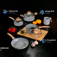 Jogo de Panelas Antiaderente Ceramic Life 5 Peças Easy Gris