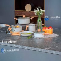 Jogo de Panelas Antiaderente Ceramic Life 5 Peças Easy Gris