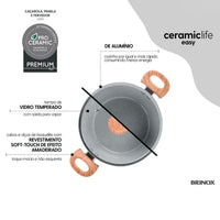 Jogo de Panelas Antiaderente Ceramic Life 5 Peças Easy Gris