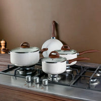 Jogo de Panelas Antiaderente Ceramic Life 5 Peças Smart Plus Vanilla