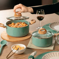 Jogo de Panelas Antiaderente Ceramic Life 6 Peças Botanika com Indução Verde