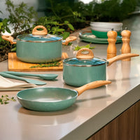 Jogo de Panelas Antiaderente Ceramic Life 6 Peças Botanika com Indução Verde