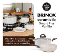 Jogo de Panelas Antiaderente Ceramic Life 7 Peças Smart Plus Vanilla