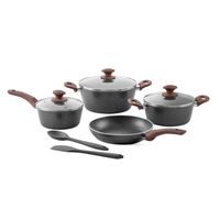 Jogo de Panelas Antiaderente Ceramic Life 6 Peças Marble Wood com Indução Cinza Escuro