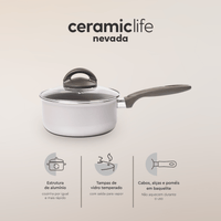Jogo de Panelas Antiaderente Ceramic Life 10 Peças Nevada Champanhe
