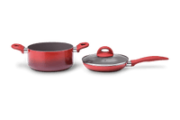 Jogo de Panelas Antiaderente Ceramic Life 7 Peças Smart Plus Vermelho