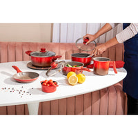 Jogo de Panelas Antiaderente Ceramic Life 7 Peças Easy Vermelho