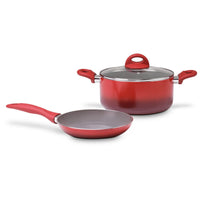 Jogo de Panelas Antiaderente Ceramic Life 5 Peças Smart Plus Vermelho