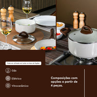 Jogo de Panelas Antiaderente Ceramic Life 6 Peças Smart Plus Vanilla