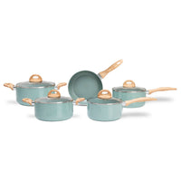 Jogo de Panelas Antiaderente Ceramic Life 5 Peças Botanika com Indução Verde