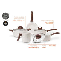 Jogo de Panelas Antiaderente Ceramic Life 5 Peças Smart Plus Vanilla