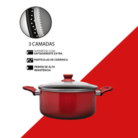 Jogo de Panelas Antiaderente Ceramic Life 6 Peças Easy Vermelho