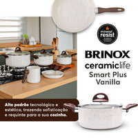Jogo de Panelas Antiaderente Ceramic Life 6 Peças Smart Plus Vanilla