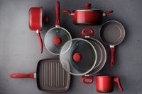 Jogo de Panelas Antiaderente Ceramic Life 7 Peças Easy Vermelho