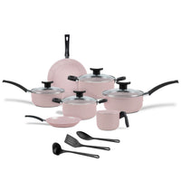 Jogo de Panelas 10 Peças Ceramic Life Floria Rosa